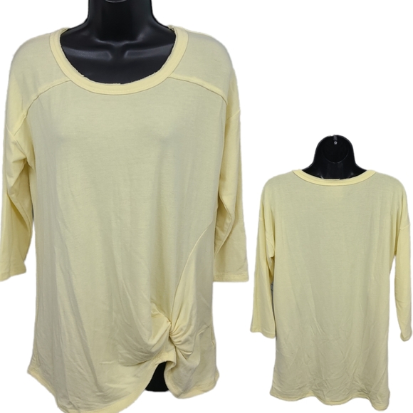 Twist Hem Soft Yellow Sweatshirt - Picture 4 of 9